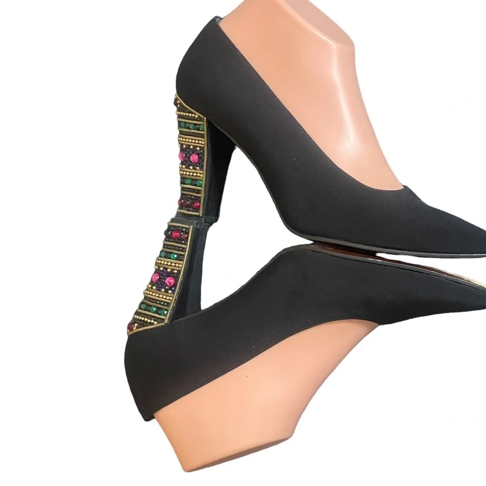 STUART WEITZMAN VINTAGE SHOES JEWELED‎ HEELS SPAIN 8B EVENING
